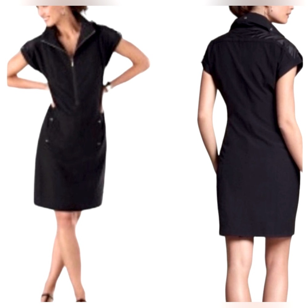 Chico's Zenergy Black Neema Sports Dress Hooded Pockets Half Zip